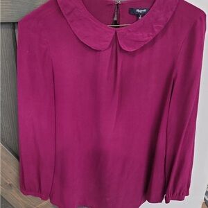 Madewell Fuchsia Blouse with Peter Pan Collar